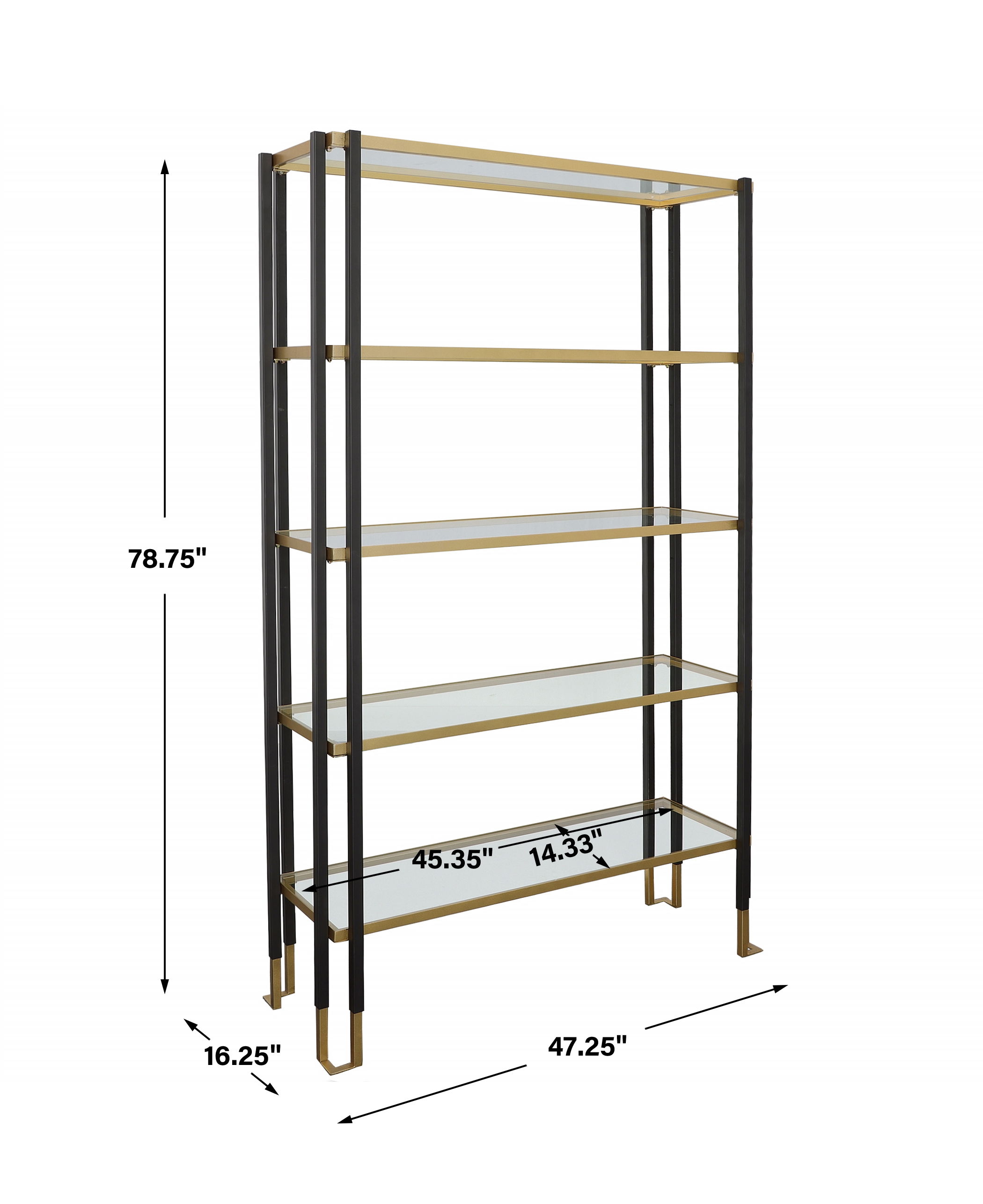 Kentmore Modern Etagere, Furniture by Uttermost, 47.25" width x 78.75" height x 16.25" depth View 3