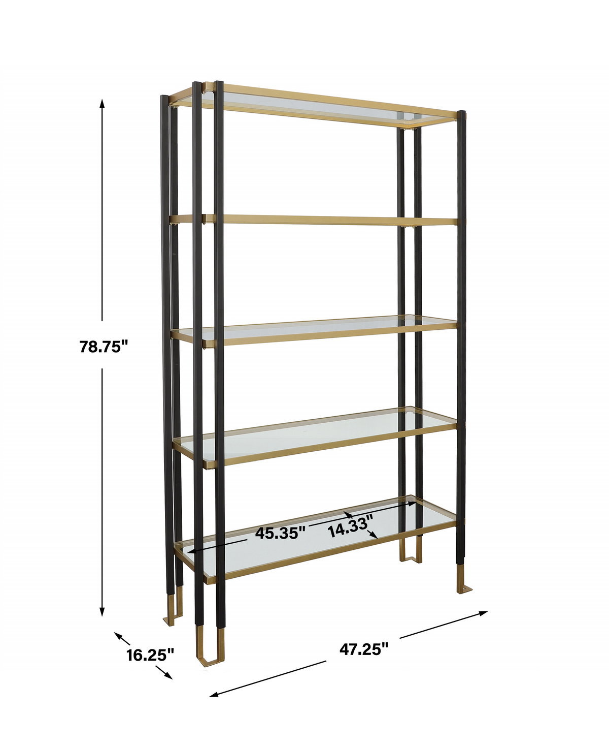 Kentmore Modern Etagere, Shelving & Bookcase by Uttermost, 47.25" width x 78.75" height x 16.25" depth View 3