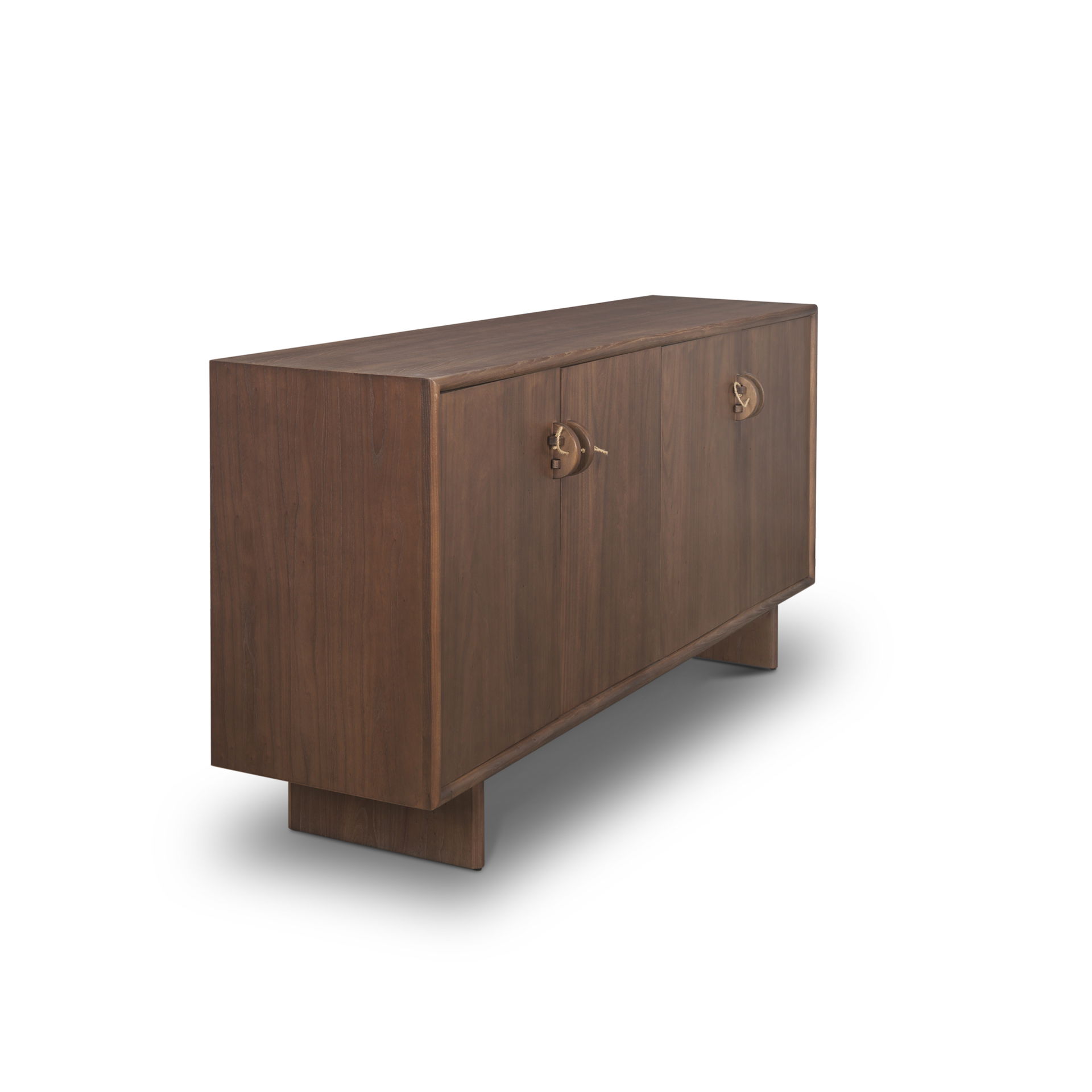 Varenna 4 Door Dark Brown Wood with Rope Handles Sideboard, Sideboards & Buffet by Mercana, 71" length x 17.75" width x 33.75" height View 8