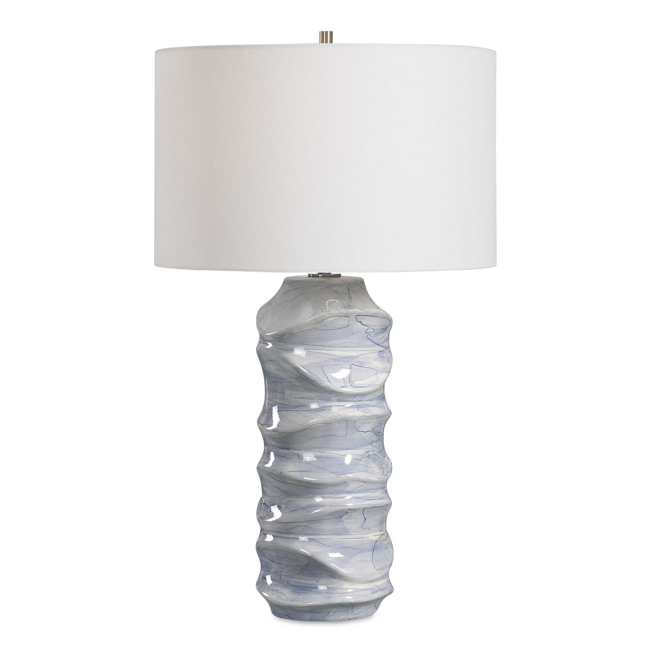 Waves Blue & White Table Lamp, by Uttermost, 16" width x 27.5" height x 16" depth View 1