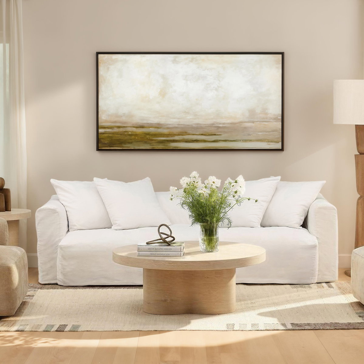 Kyrell Coffee Table Light Natural, by Dovetail, 42" width x 16" height x 42" diameter x 42" depth View 4