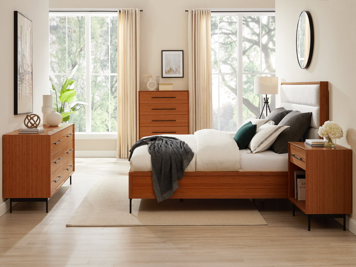 Taylor Queen Bed, Amber, by Greenington, 84" length x 63" width x 17.5" height View 9