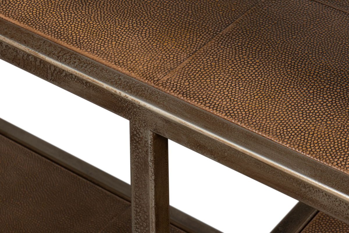 Cullum Shagreen Console  Tawny Brown, by Sarreid, 1'2" length x 5'11" width x 2'9" height View 8