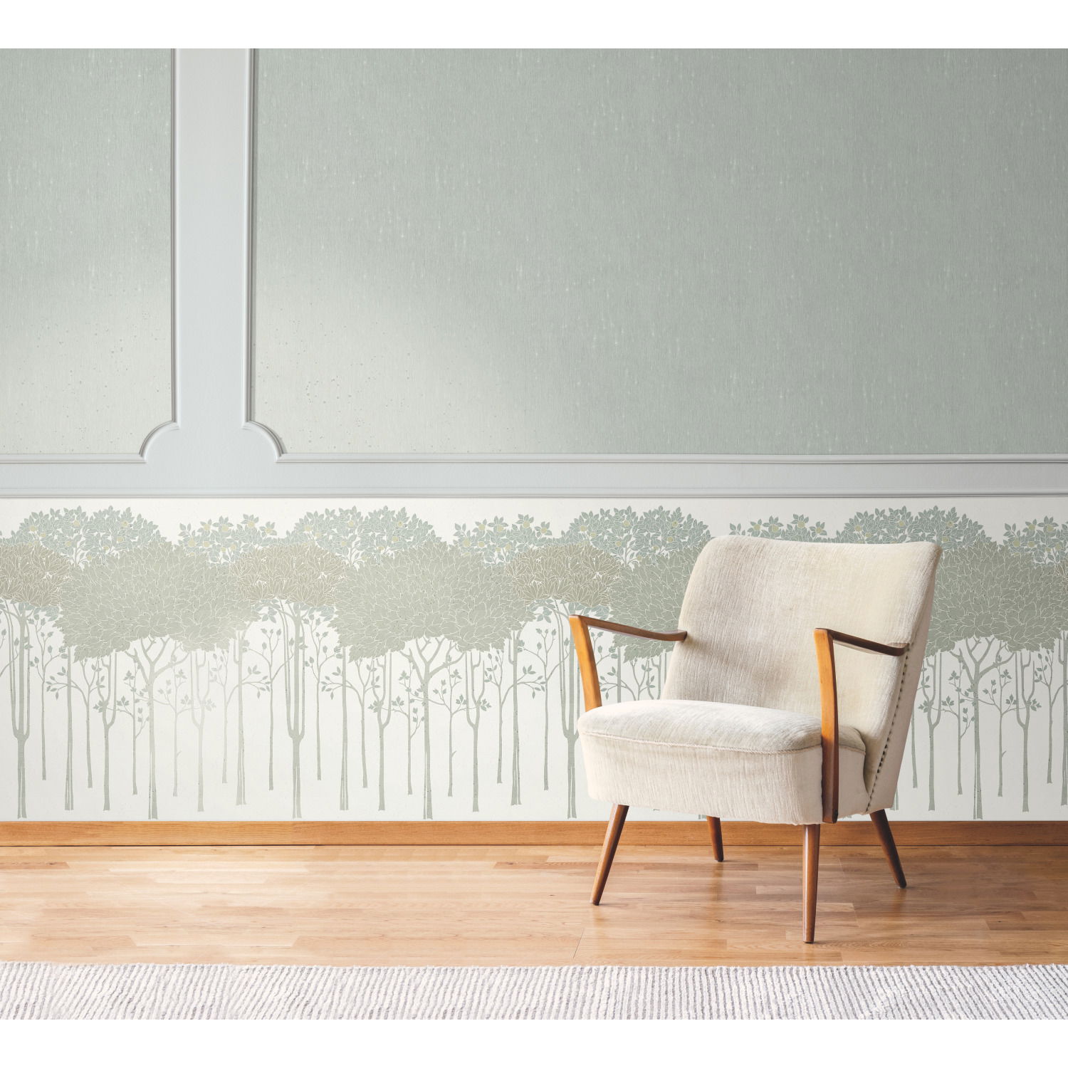 Oakwood Grove White Wallpaper large image 