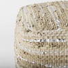 Aadhya  Taupe/Silver Leather and Cotton Pouf, Ottoman by Mercana, 16" length x 16" width x 16" height thumbnail 6