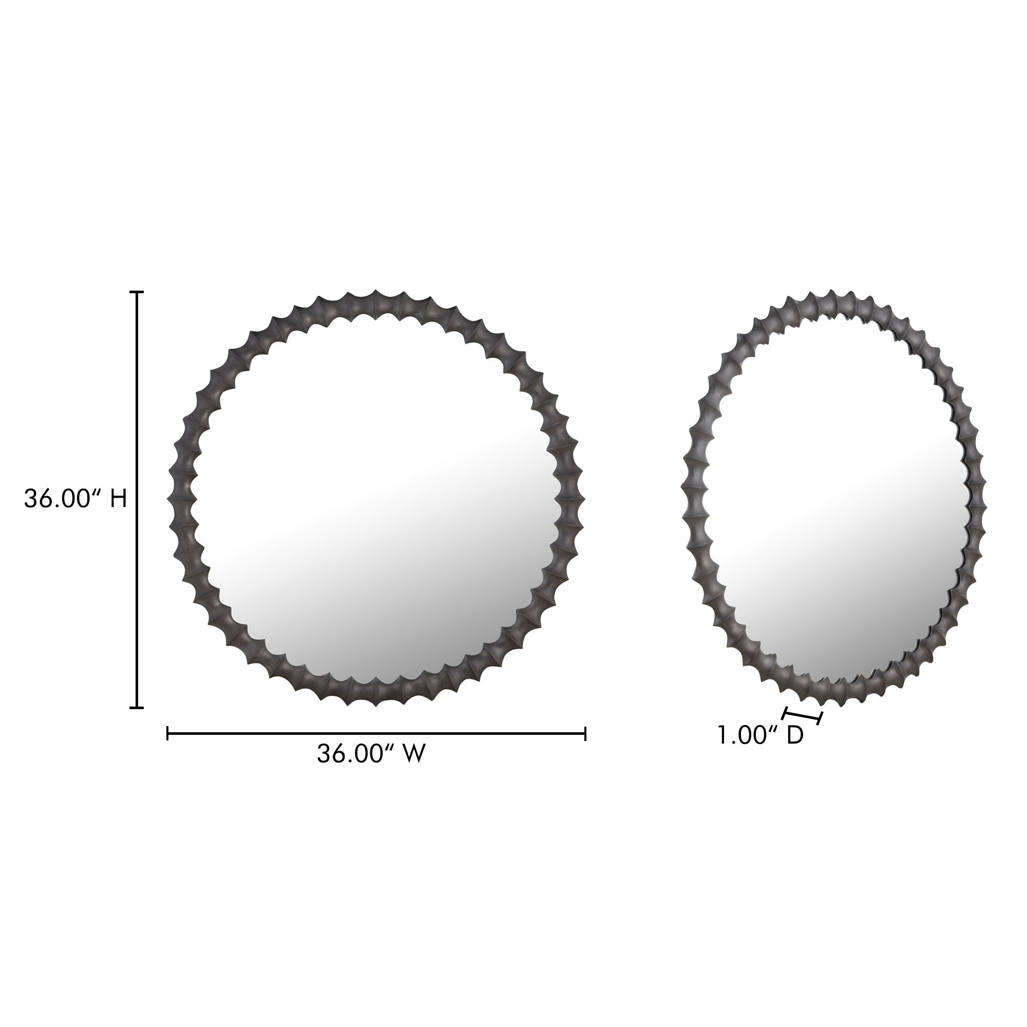 Whitby Mirror Black, by Moe's Home, 36" width x 36" height x 1" depth View 6