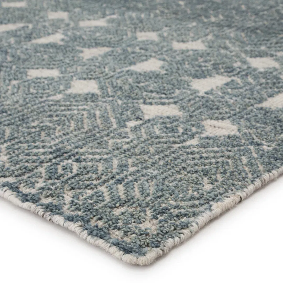 Abelle Hand-Knotted Medallion Teal/ Light Gray Area Rug large image 