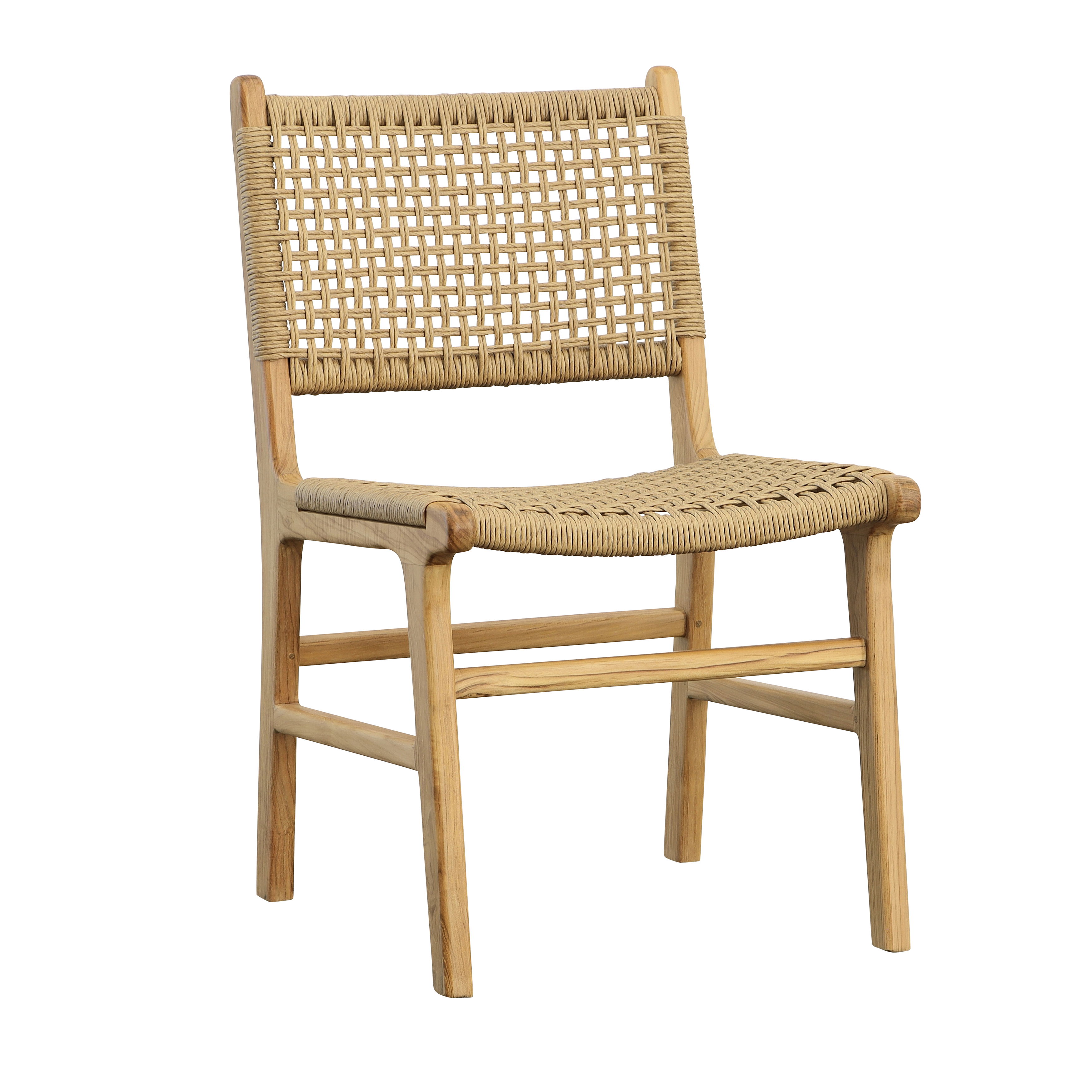 Dallas Armless Dining Chair Nat, by Dovetail, 19.7" width x 33.5" height x 24" depth View 1