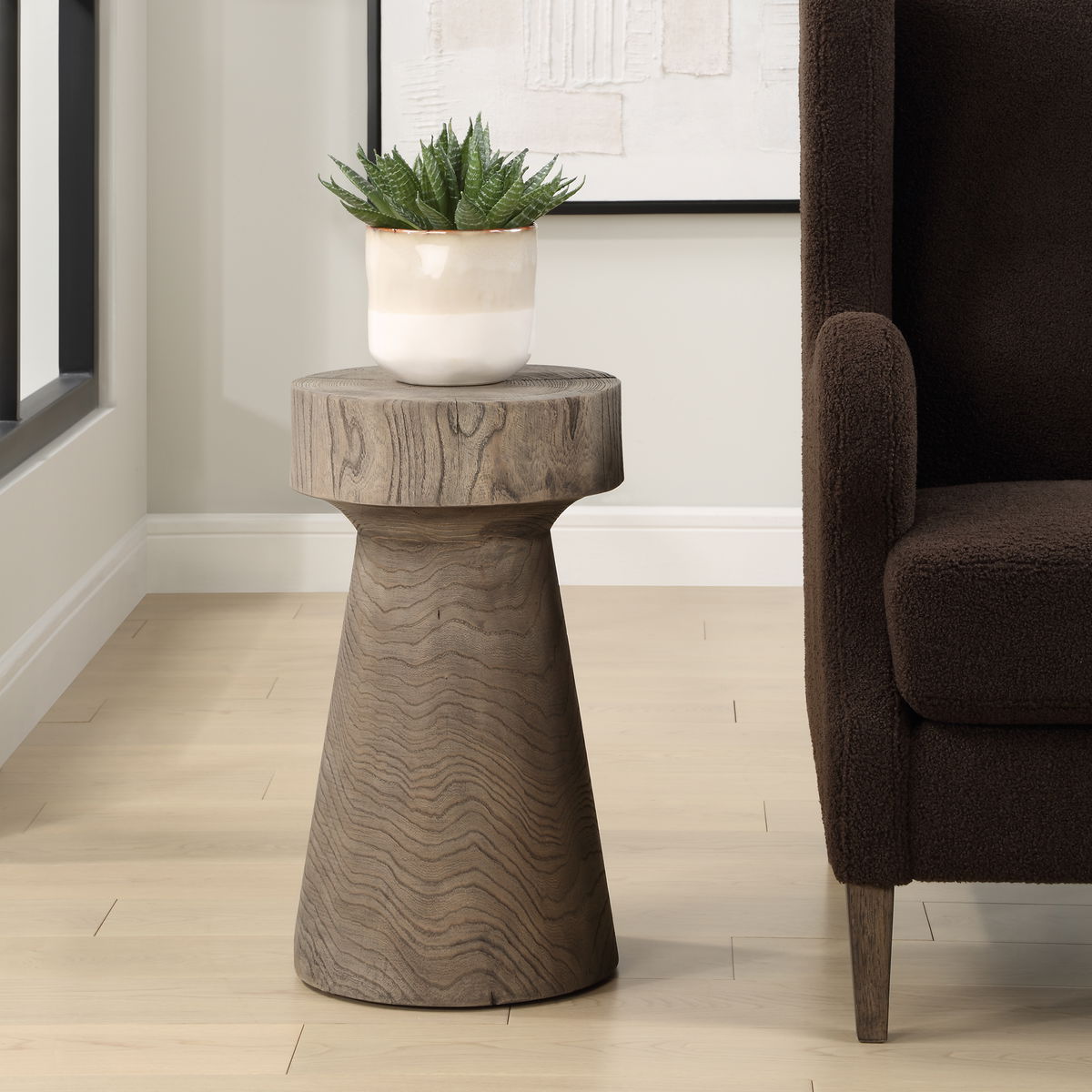 Tree Trails Oak Accent Table, Side & End Table by Uttermost, 12.5" width x 22" height x 12.5" depth View 2