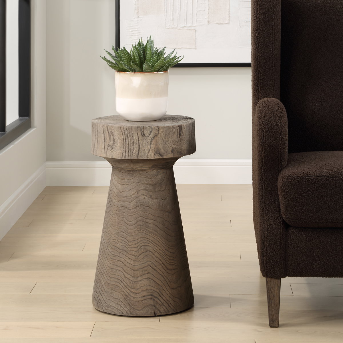 Tree Trails Oak Accent Table, Side & End Table by Uttermost, 12.5" width x 22" height x 12.5" depth View 2