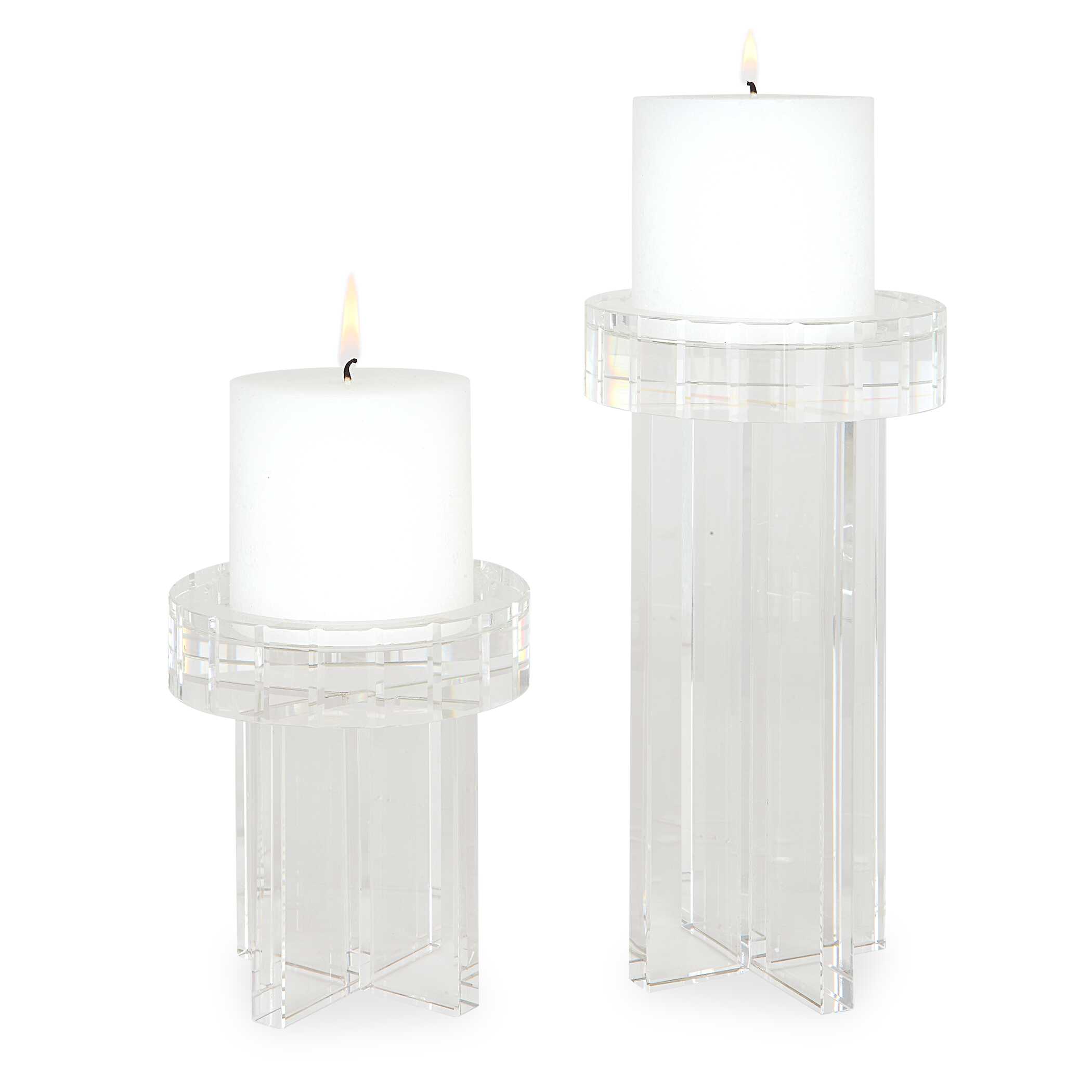 Crystal Pillar Candleholders Set/2 large image 