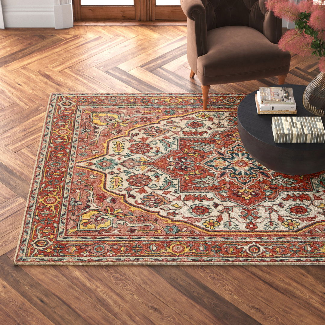 Wilkes Hand-Knotted Wool Red/Beige Area Rug large image 