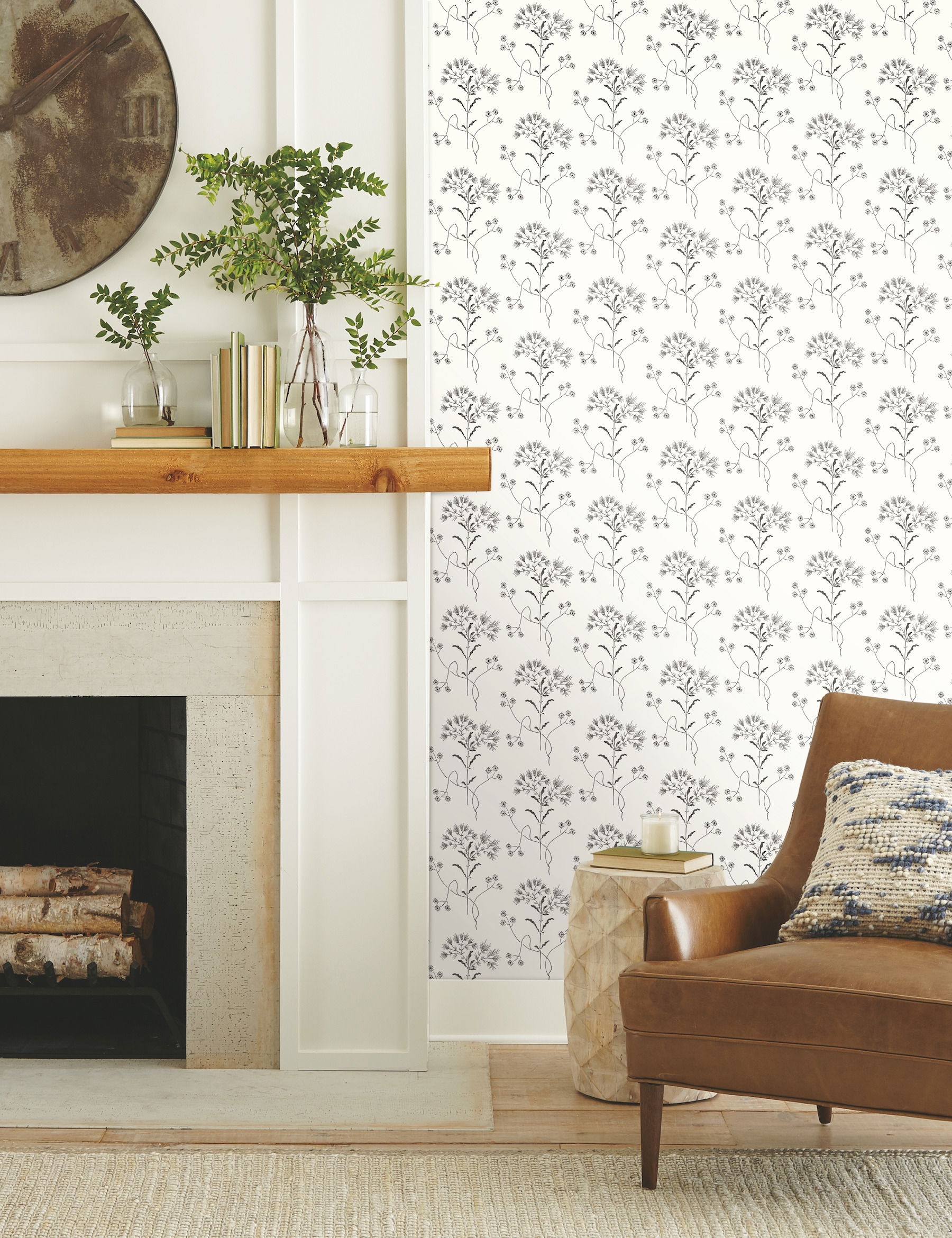 Magnolia Home Wildflower Black & White Peel & Stick Wallpaper, by York Wall, 20' length x 1'8.5" width x 0.02" depth View 2