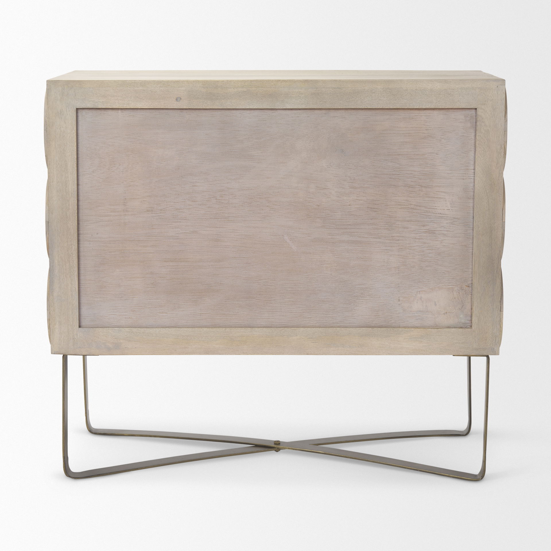Excelsior 36.0L x 18.0W x 32.5H Light Brown Wood Gold Iron Base Accent Cabinet large image 