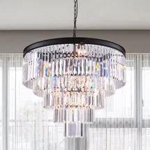 Online Designer Bedroom Hallum 12 - Light Dimmable Tiered Chandelier with Crystal Accents?31.5“?