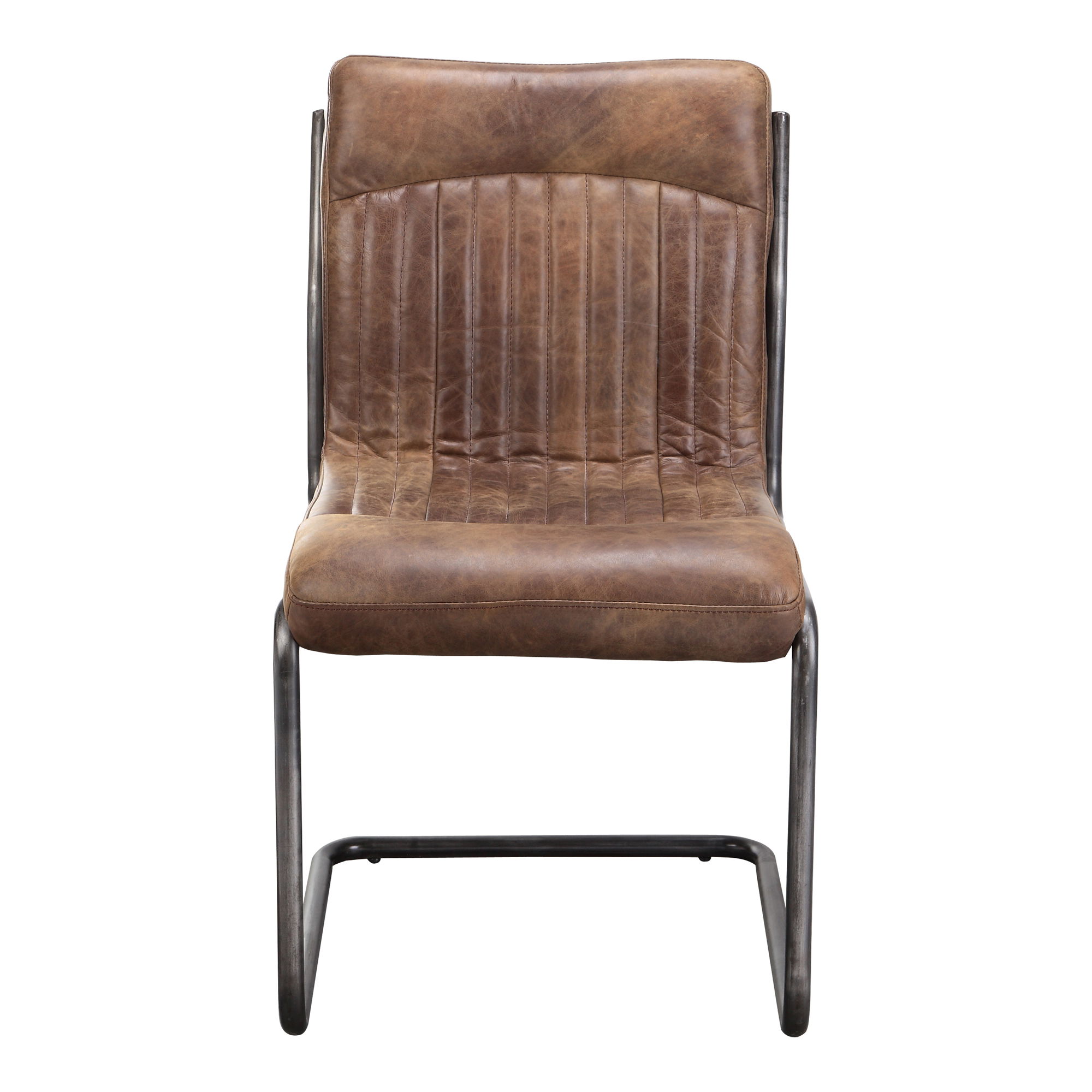 Ansel Dining Chair Grazed Brown Leather - Set Of Two, by Moe's Home, 21" width x 35" height x 26" depth View 2
