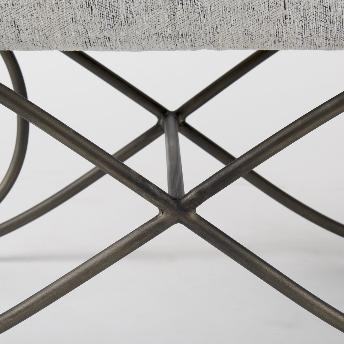 Ayla 55L x 17.6W x 18H Dark Gray Fabric Seat with Dark Nickel Metal Frame Bench, Benche by Mercana, 55" length x 17.6" width x 18" height View 9