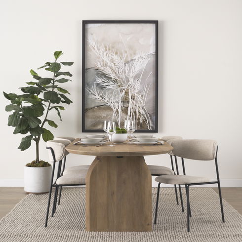 Corey Dining Chair with Oatmeal Fabric & Matte Black Metal