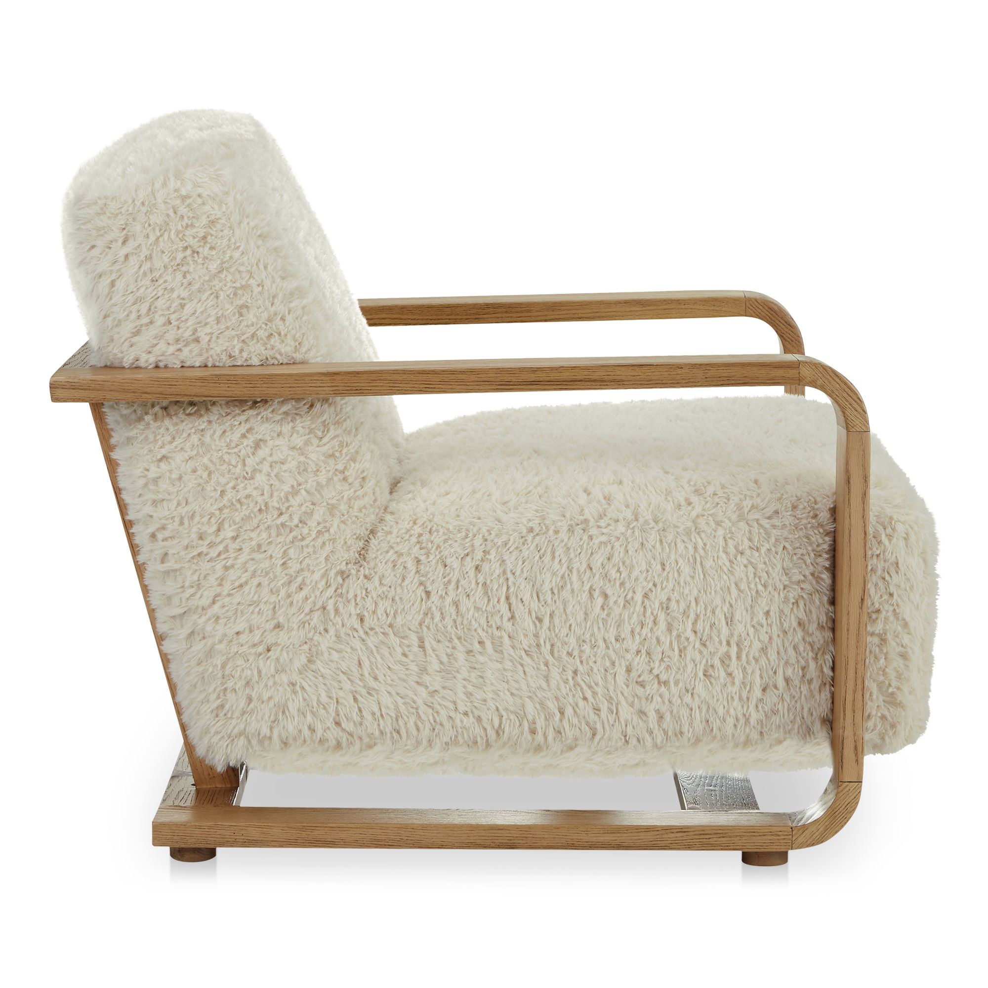 Eckersley Lounge Chair Cream Faux Fur, Accent Chair by Moe's Home, 29.5" width x 29" height x 36" depth View 3