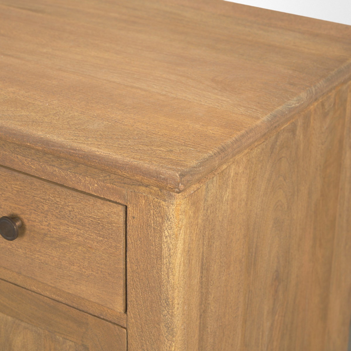 Baron Light Brown Solid Wood with Gunmetal Knobs 2-Door Accent Cabinet, Cabinets & Chest by Mercana, 34" length x 18.5" width x 27" height View 10
