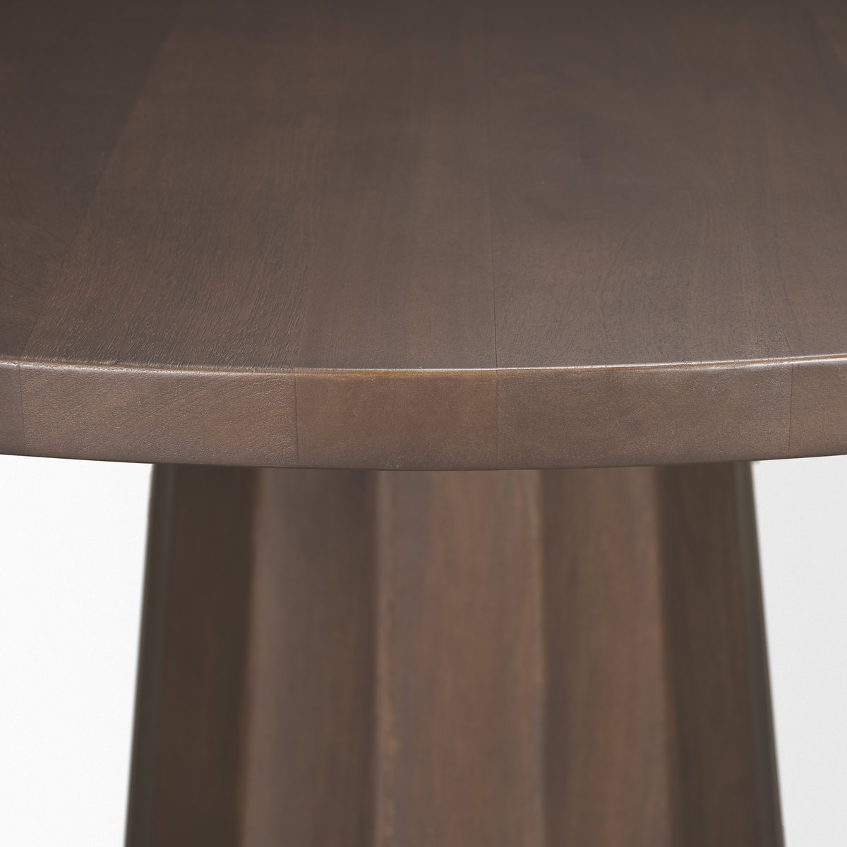 Swanson 60' Dark Brown Wood Round Pedestal Dining Table, by Mercana, 60" length x 60" width x 30" height View 8