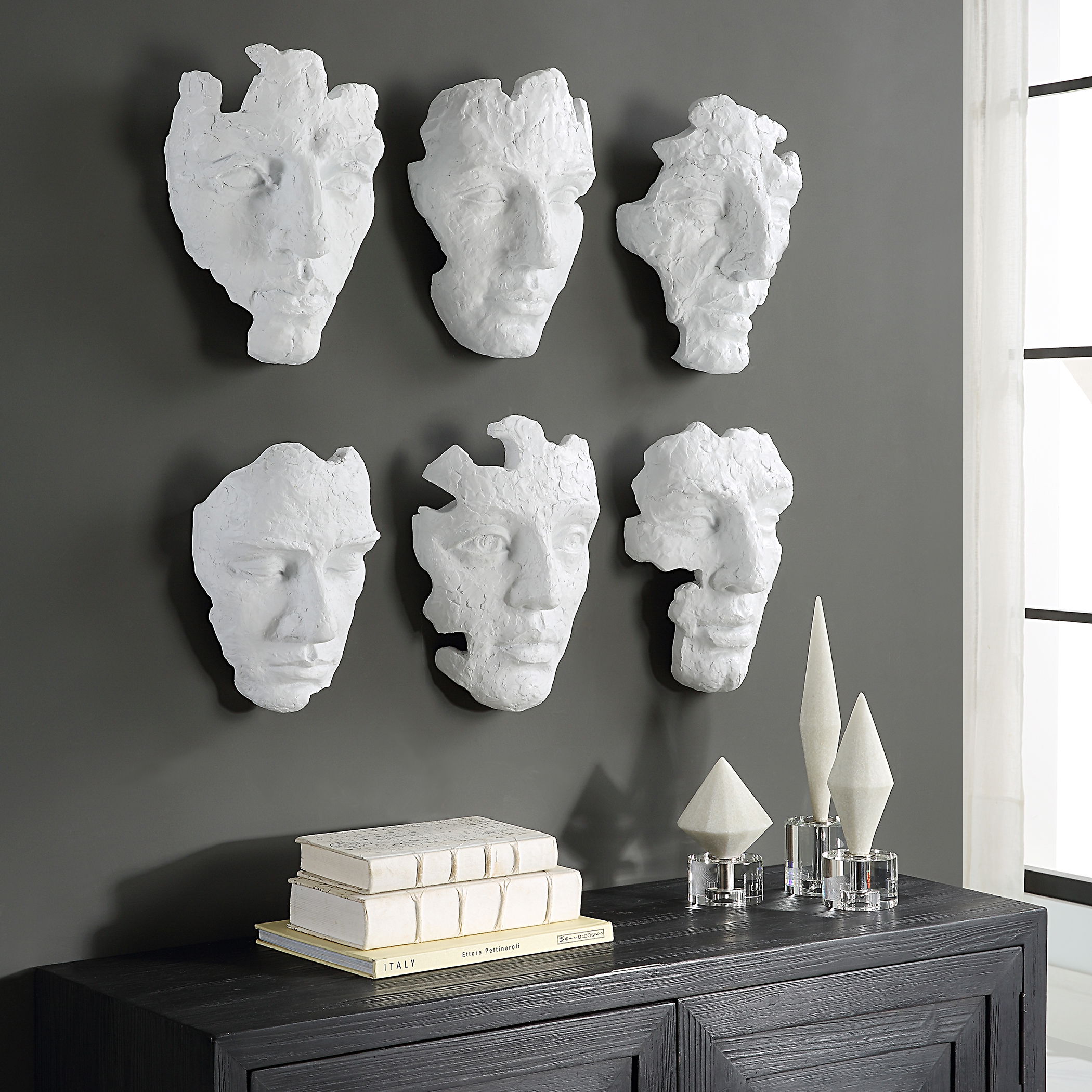 Self-Portrait White Mask Wall Decor, Set/6 large image 