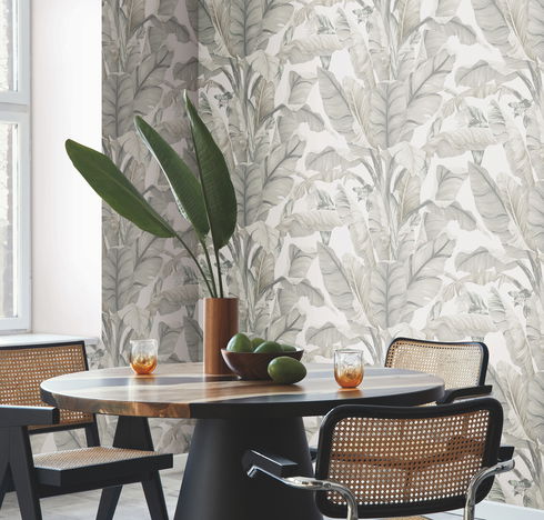Banana Leaf White & Cream Wallpaper