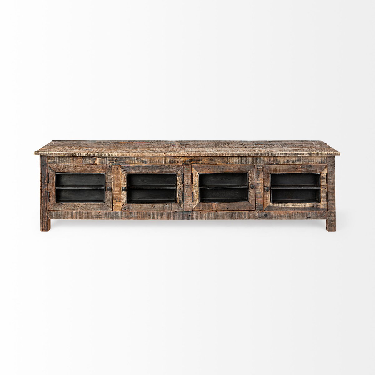 Wilton II Reclaimed Wood and Metal Media Console, by Mercana, 76" length x 19" width x 20" height View 3