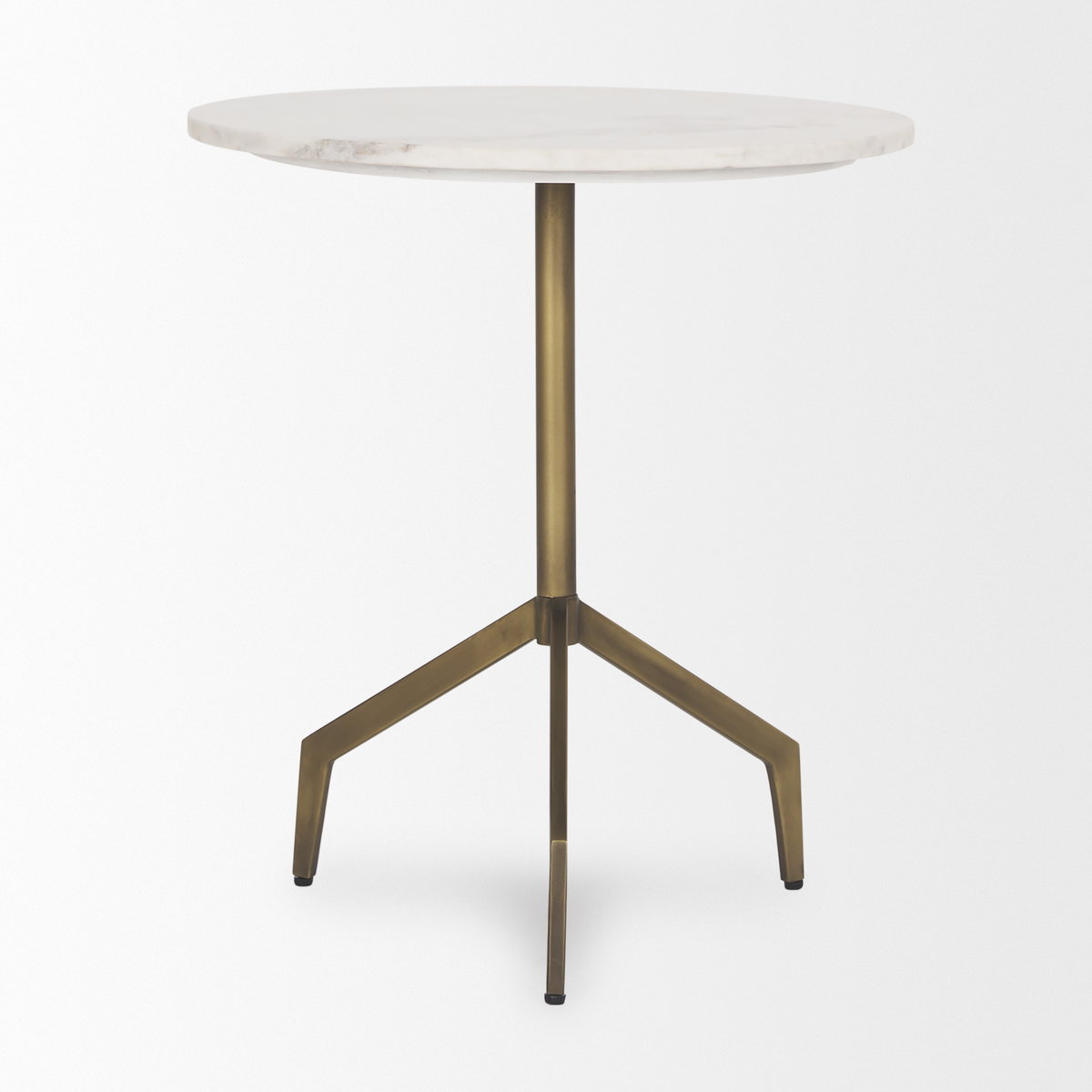 Serre Marble Top 3 Prong Gold Metal Base End Table, Side & End Table by Mercana, 20" length x 22.5" width x 20" height View 4