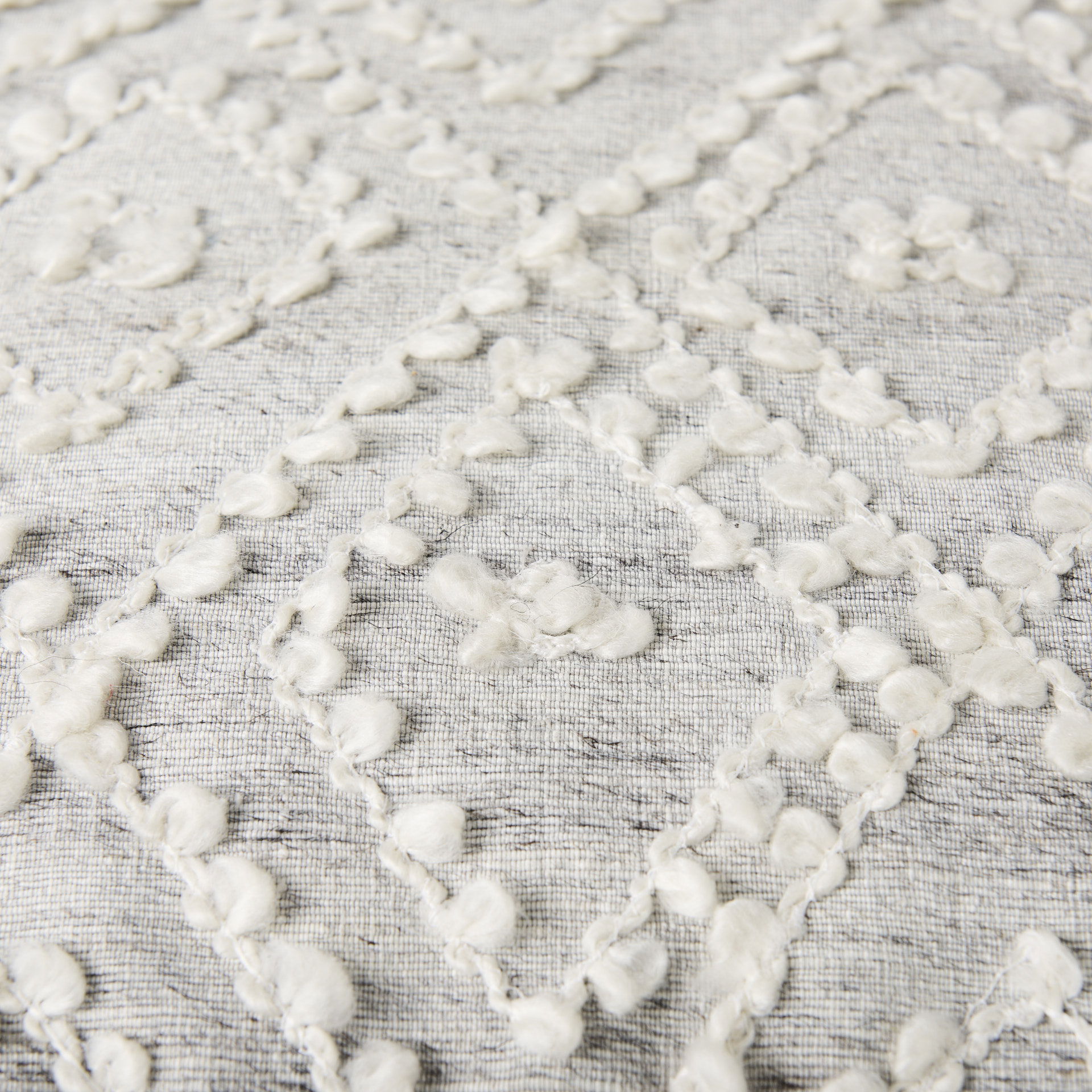 Farida 6.0L x 16.0W x 16.0H Light Gray Wool and Polyester Patterned Pouf, Ottoman by Mercana, 16" length x 16" width x 16" height View 6