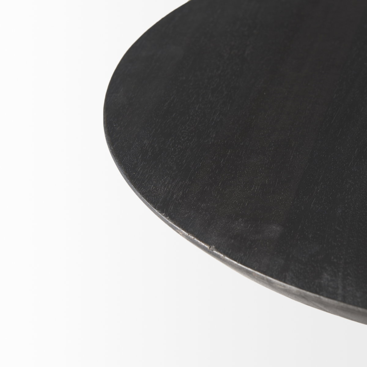 Maxwell 20' Round Dark Brown Wood with Black Metal Pedestal Side Table, Side & End Table by Mercana, 20" length x 20" width x 24" height View 10