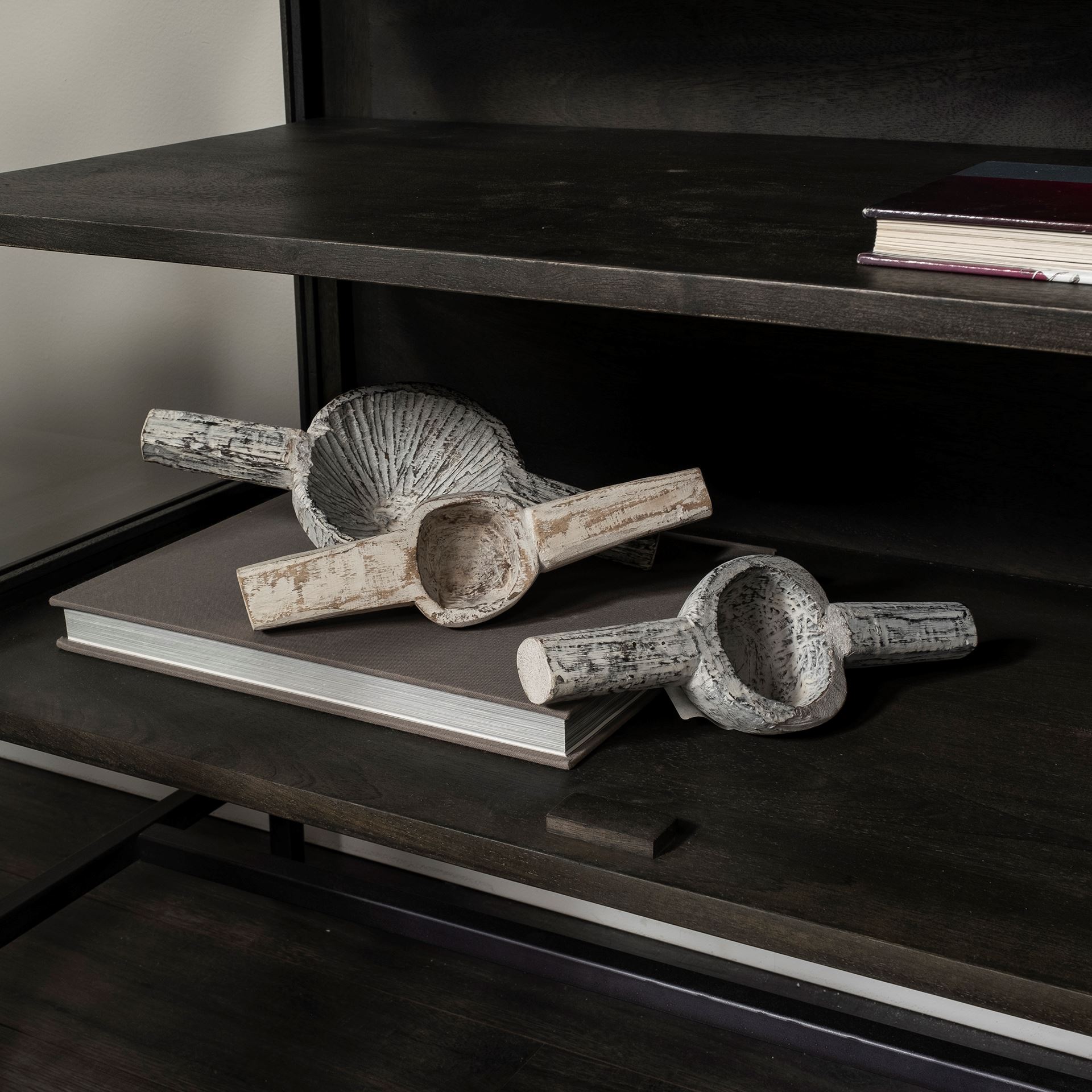 Oro (Set of 3) White Tribal Inspired Measuring Cups, Decorative Object by Mercana, 12" length x 5" width x 3" height View 4