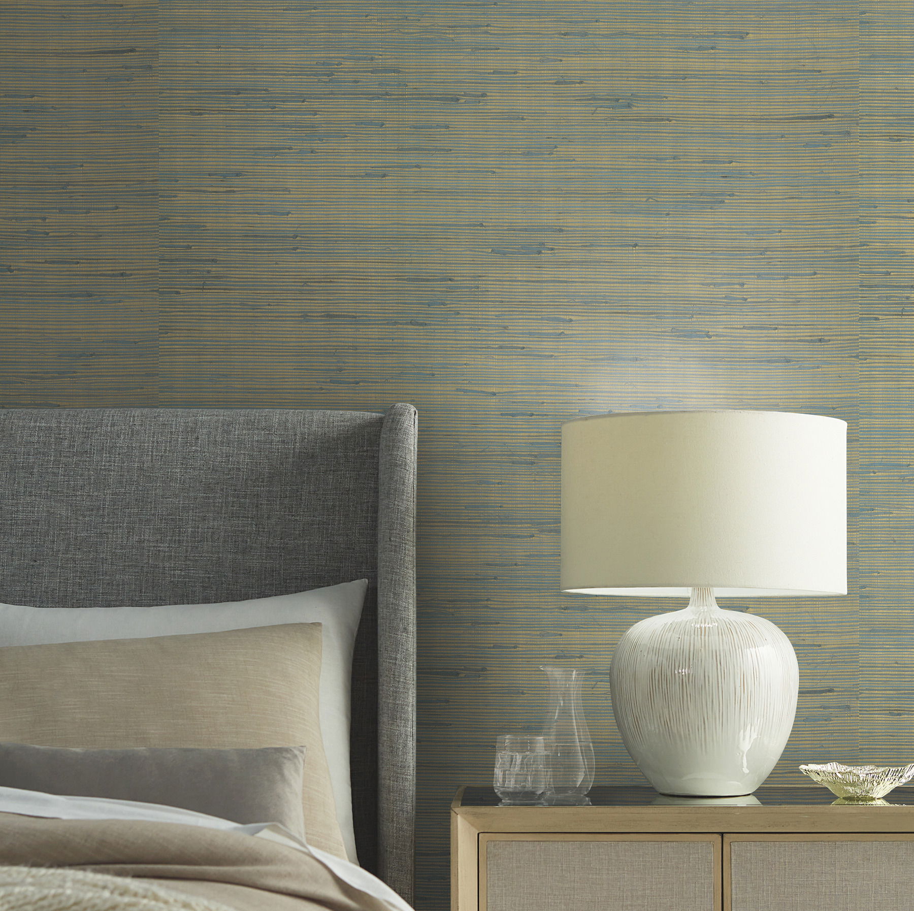 Jute Gold & Blue Metallic Wallpaper large image 