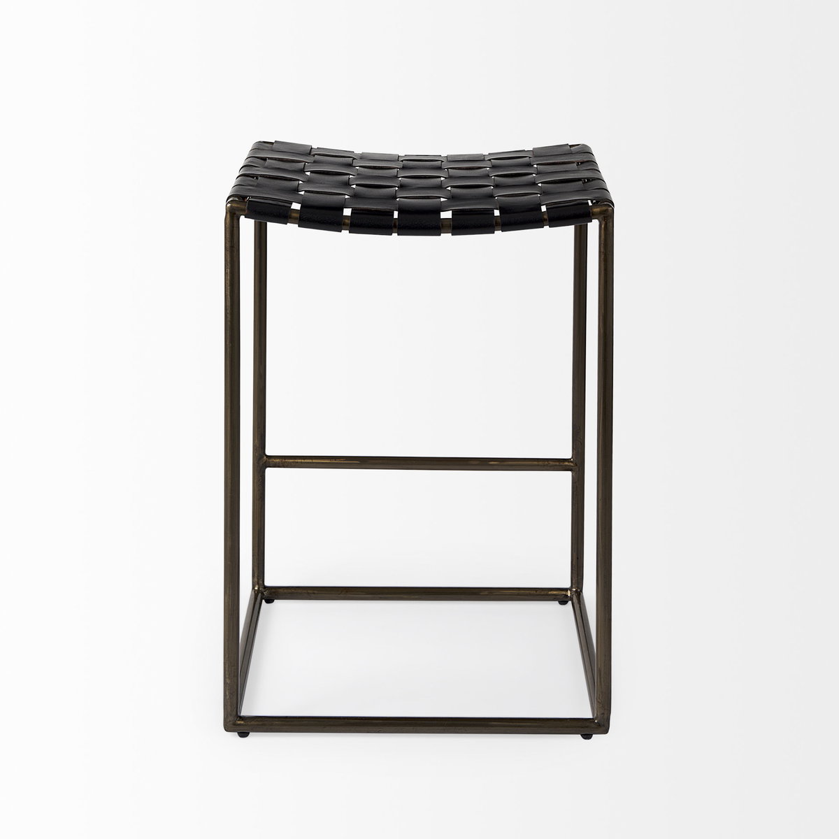 Clarissa Backless 26.25in Seat Counter Stool | Black Leather with Metal, Counter & Bar Stool by Mercana, 18" length x 16" width x 26" height View 5