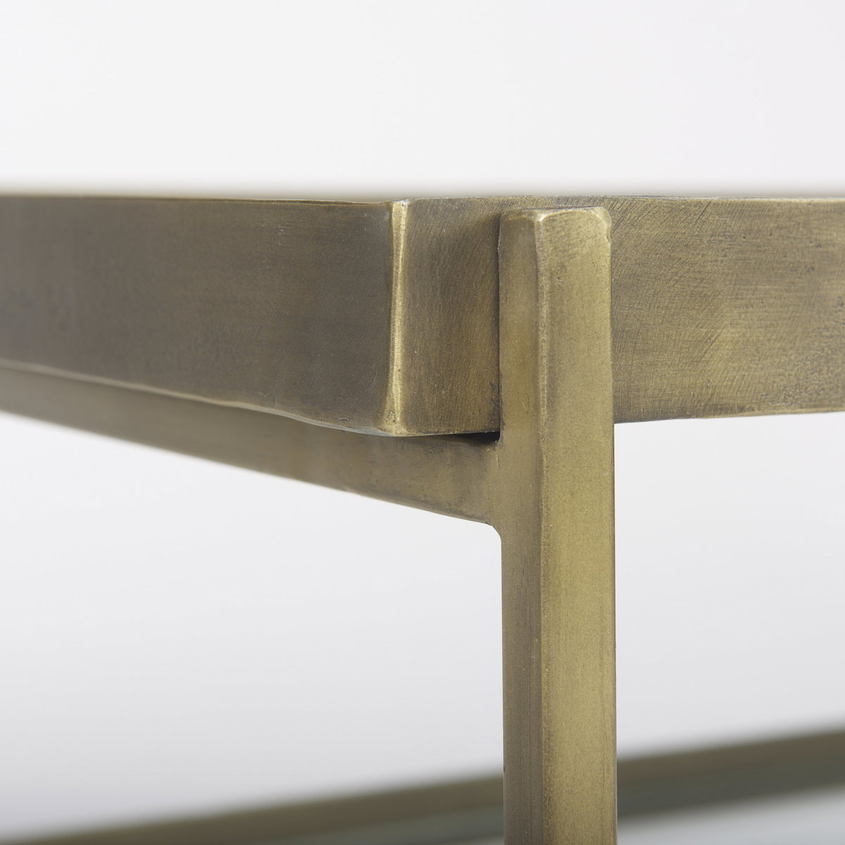 Trey  Gold Metal with Glass Coffee table, by Mercana, 56" length x 32" width x 17" height View 9