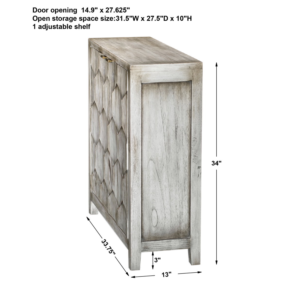 Catori Smoked Ivory Console Cabinet, Cabinets & Chest by Uttermost, 34" width x 34" height x 12" depth View 3