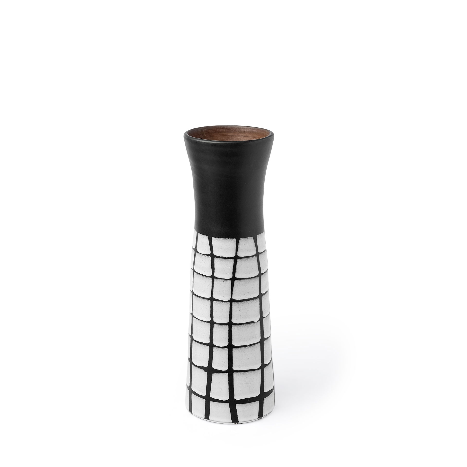 Luanda Large Black/White Large Ceramic Vase, by Mercana, 7.9" length x 7.9" width x 23.62" height View 1