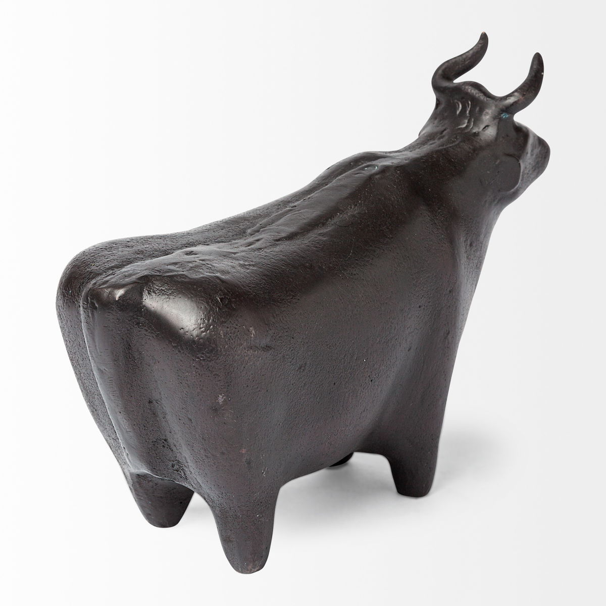 Taurus II 9L x 4W Black Cast Aluminum Bull Decorative Object, by Mercana, 9" length x 4" width x 6" height View 9