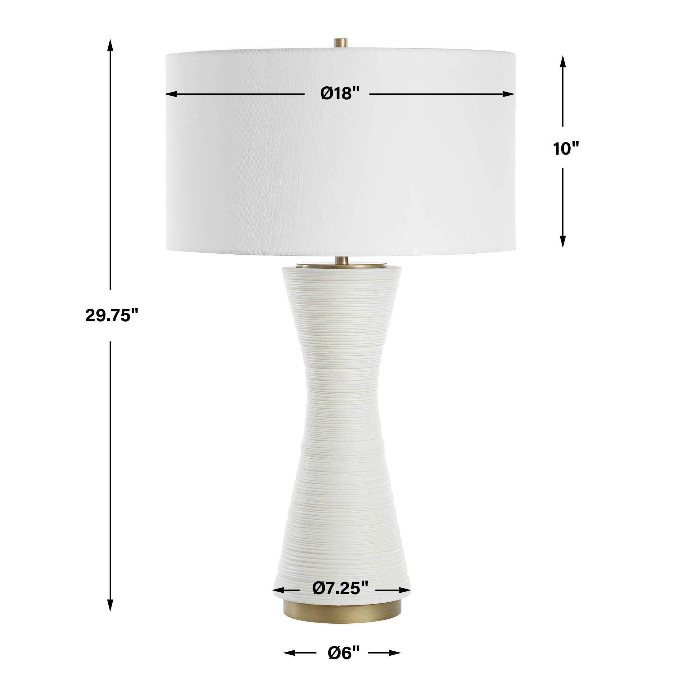 Ridgeline Matte White Table Lamp, by Uttermost, 18" width x 29.75" height x 18" depth View 3