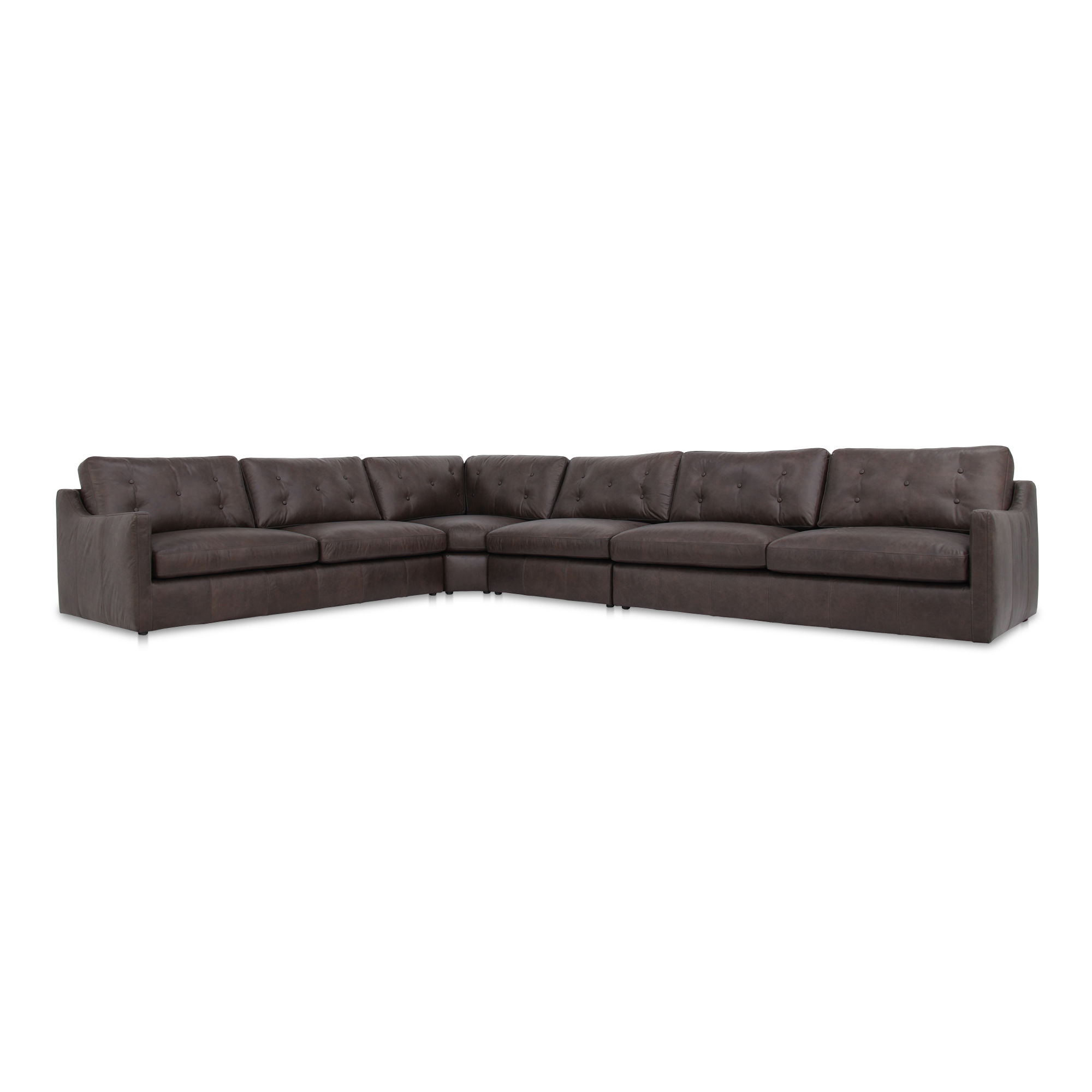 Thurlow 4 Piece Modular Sectional Espresso Brown Leather, Sectional Sofa by Moe's Home, 160.3" width x 33" height x 123.1" depth View 1
