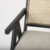 Donna Cane Back Dining Side Chair | Natural Linen with Black Wood, Dining Chair by Mercana, 21.65" length x 21.65" width x 32" height thumbnail 10