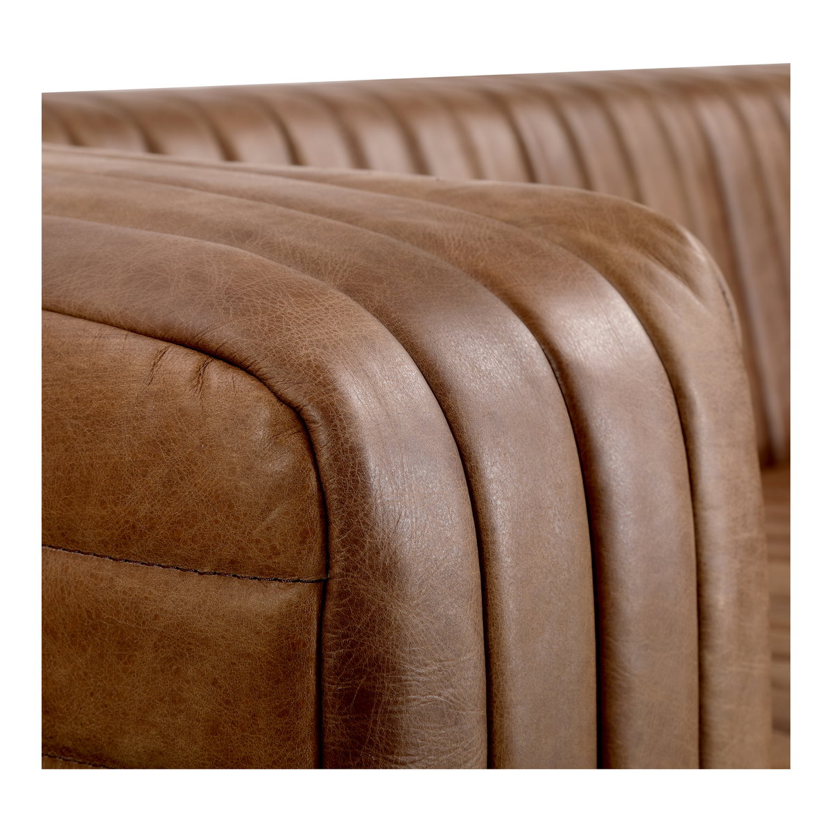 Castle Sofa Brown, Sofas & Sectional by Moe's Home, 95" width x 27.5" height x 39" depth View 6