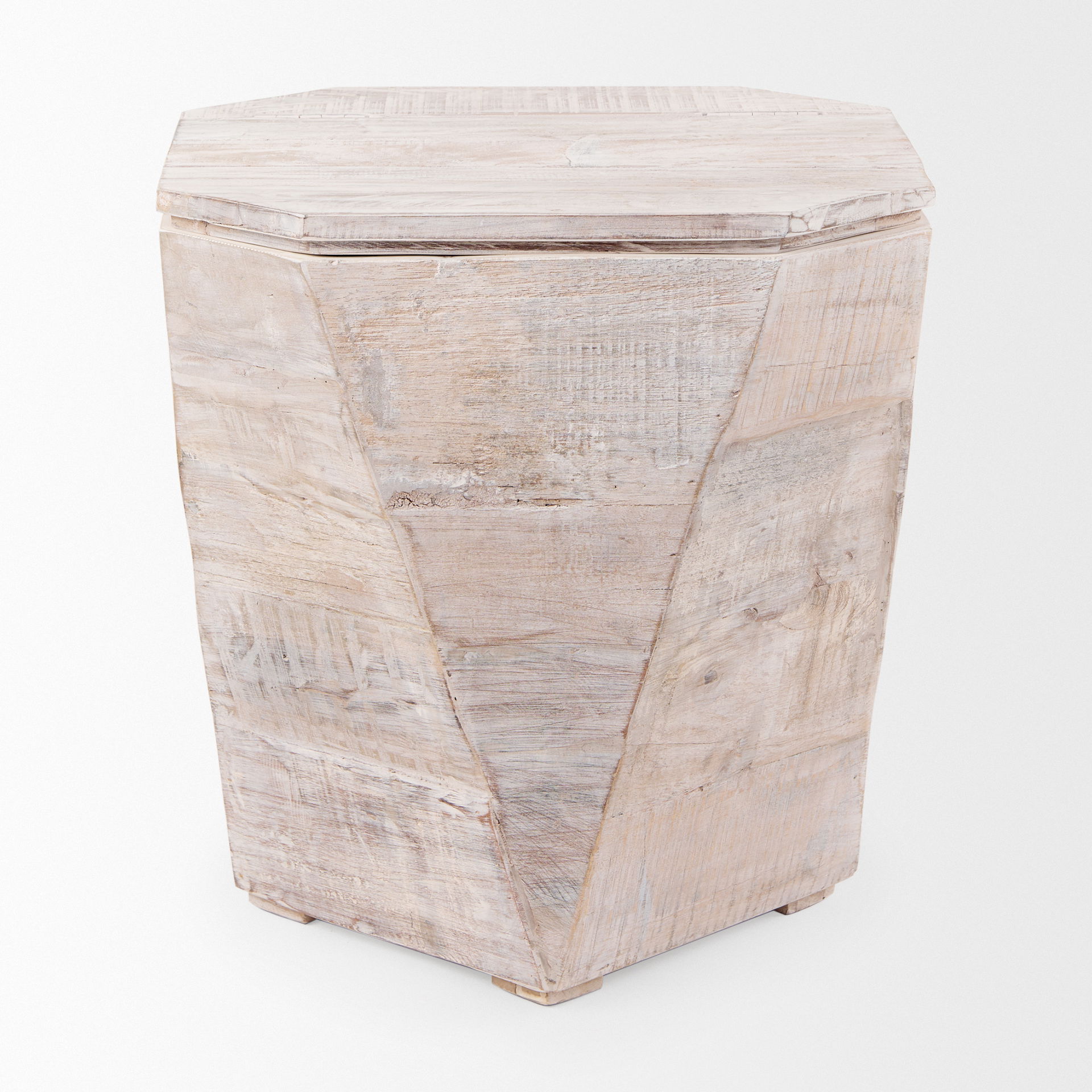 Esagono Octagonal Reclaimed Wood End/Side Table with Storage, Side & End Table by Mercana, 19" length x 19" width x 20.5" height View 4