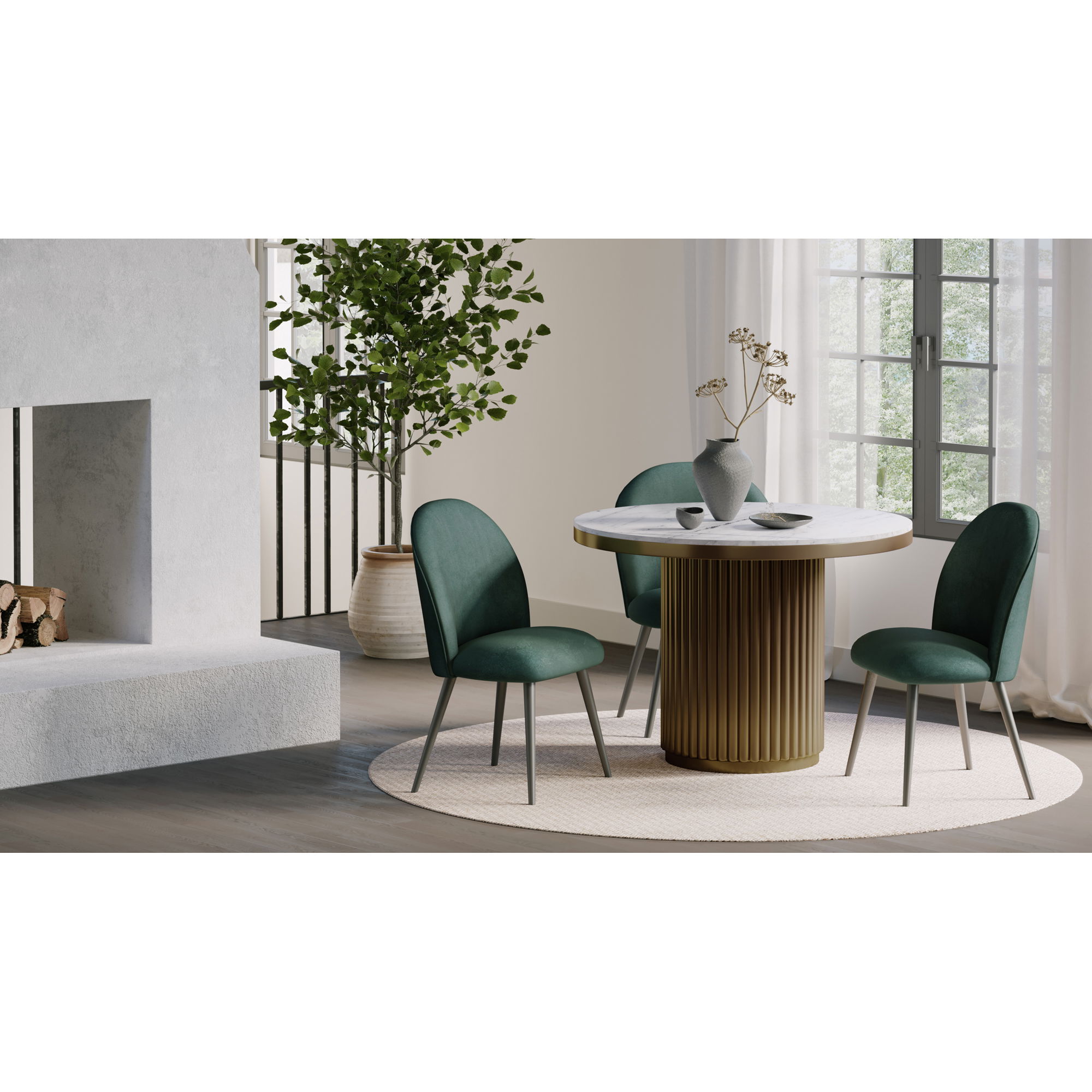 Tower Dining Table White Marble large image 