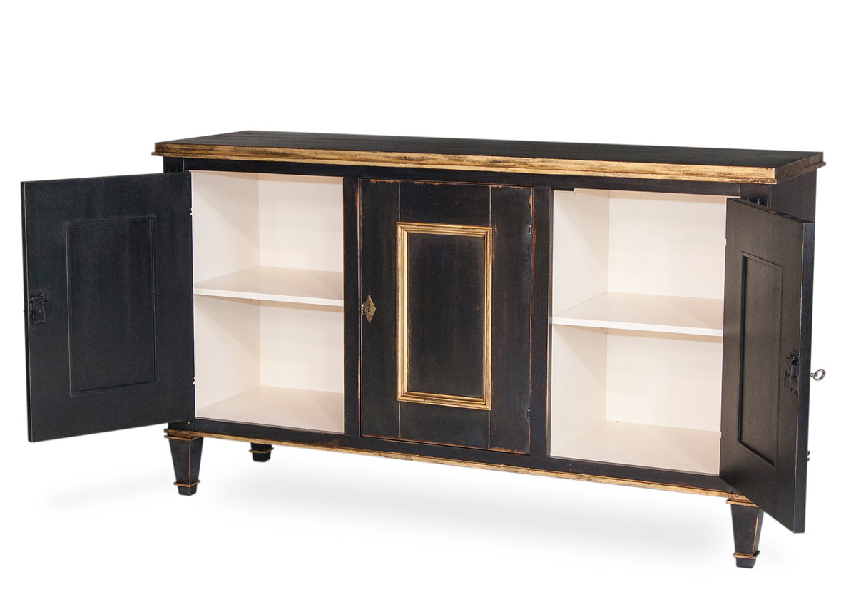 Louis Xvi Buffet Powder Black W/Gold, by Sarreid, 1'6" length x 5' width x 2'10" height View 2