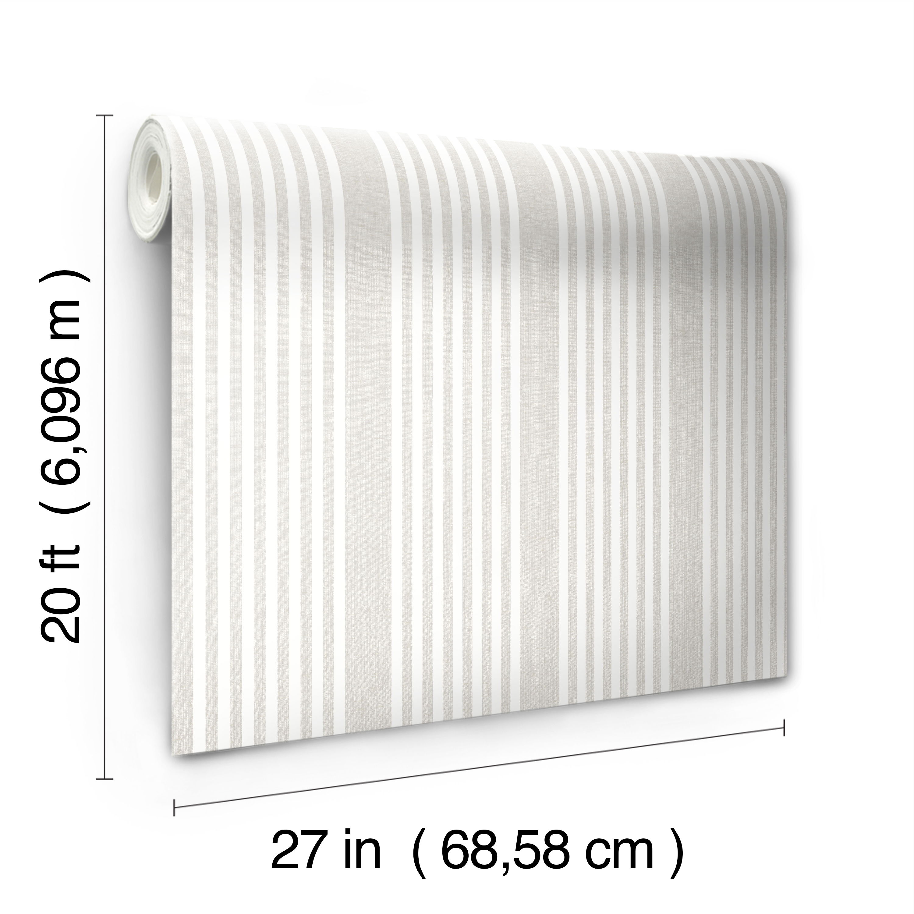 French Linen Stripe Off White Peel & Stick Wallpaper large image 