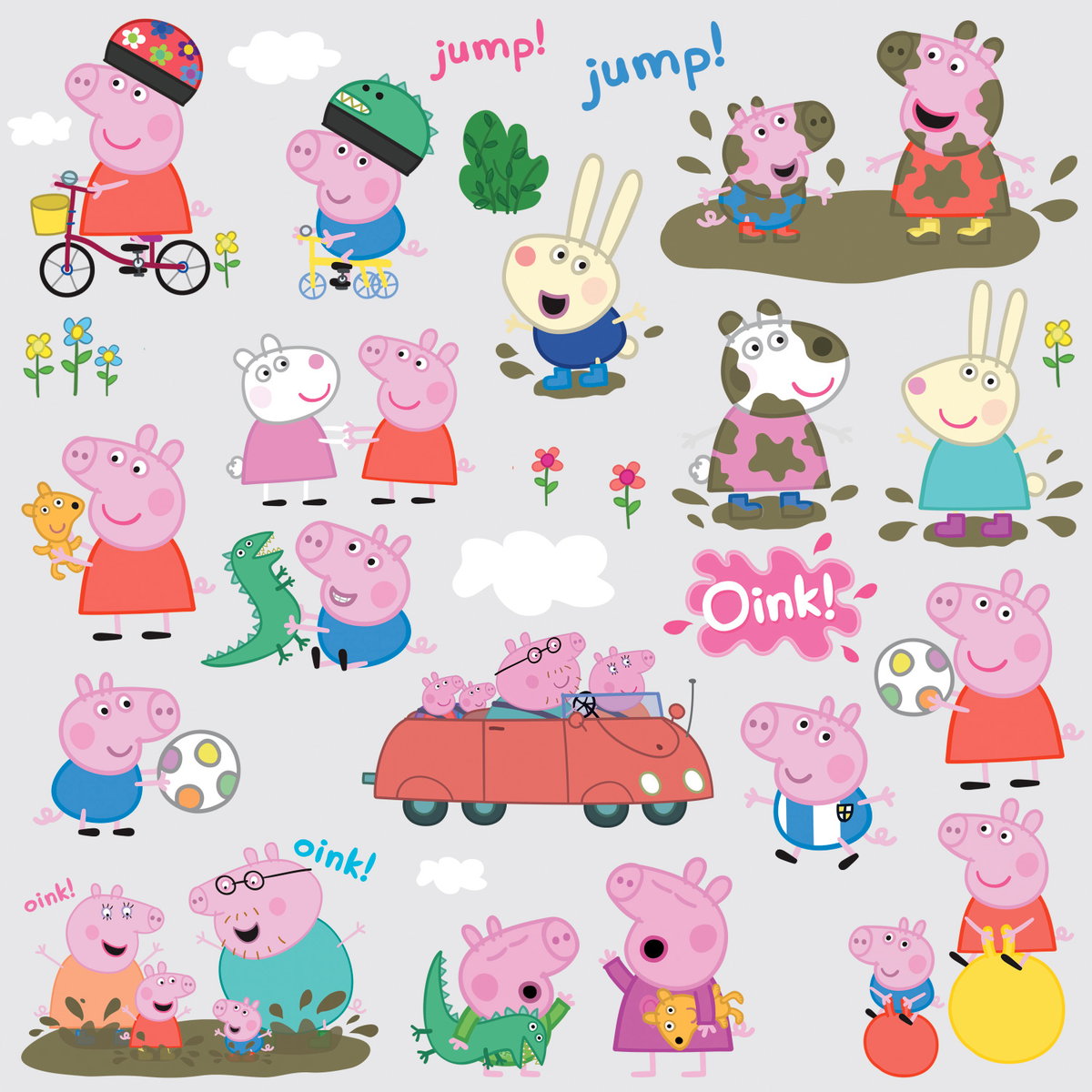Peppa The Pig Wall Decals, by York Wall, 1'6" length x 10" width x 0.02" depth