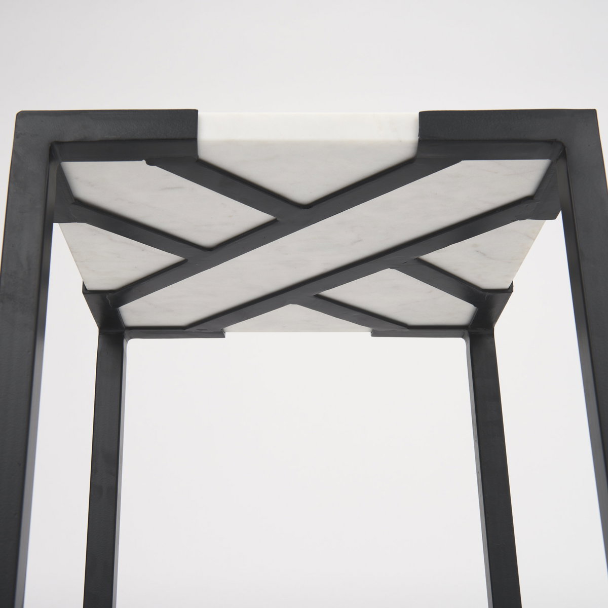 Lucas III (Set of 2) 15L x 15W; 12L x 12W White Marble with Black Iron Frame Accent Tables, Side & End Table by Mercana, 15" length x 15" width x 24" height View 12