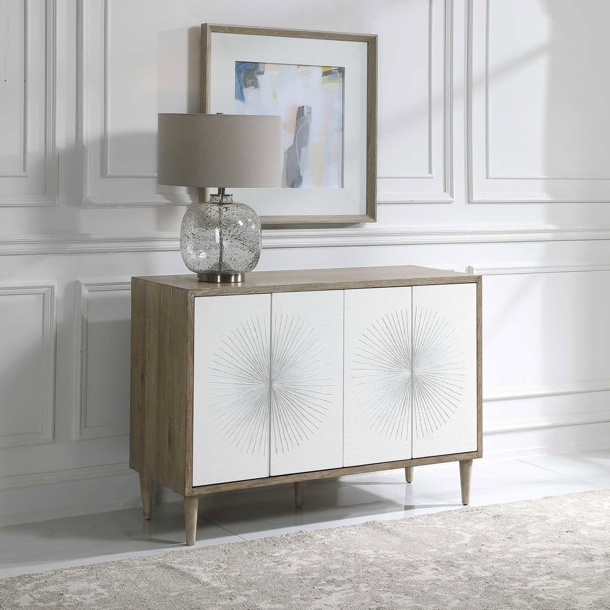Dani 4 Door White Cabinet, Cabinets & Chest by Uttermost, 48" width x 34.12" height x 18" depth View 4