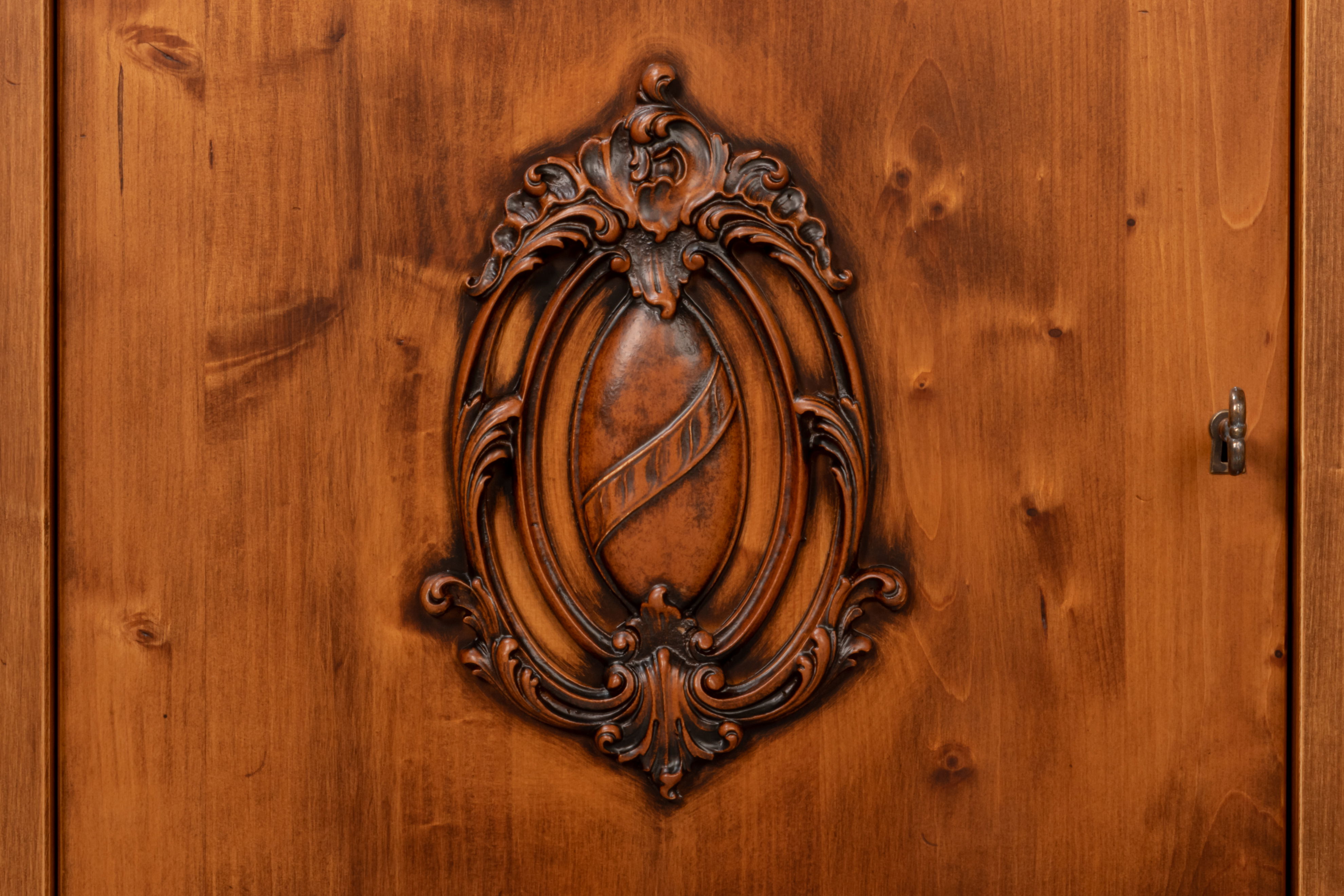 Crested Wall Cabinet,Noce Anticato, Cabinets & Sideboard by Sarreid, 96" length x 18" width x 39" height View 12